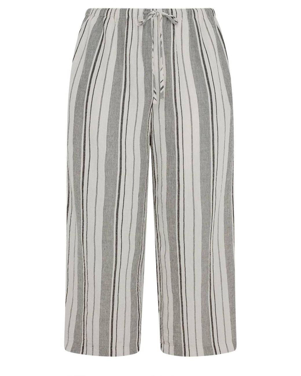 Yours Brown Stripe Linen Look Trousers