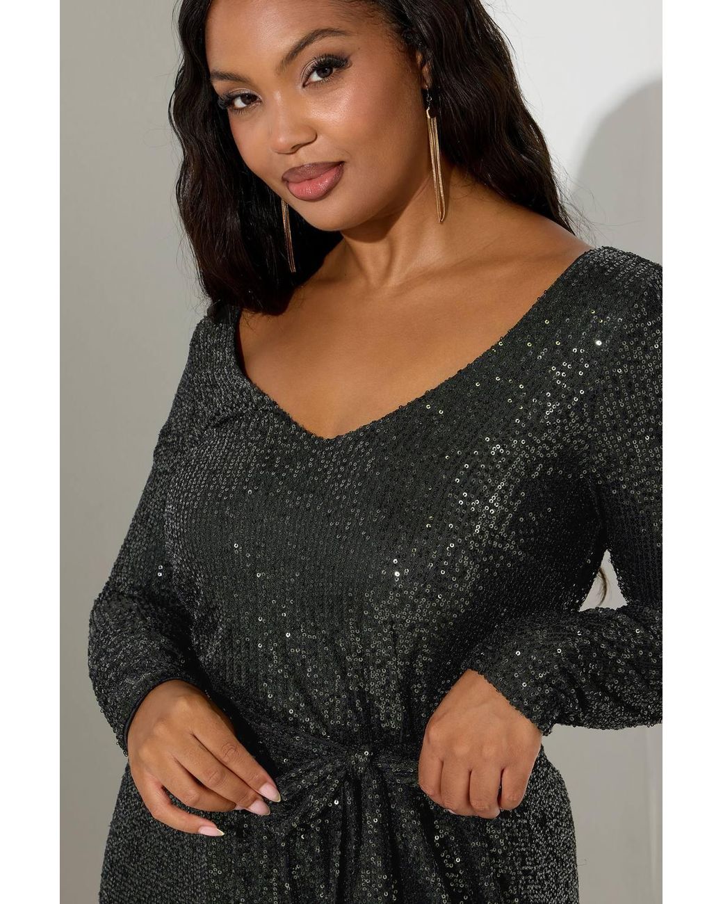 Yours Black Sequin Maxi Dress