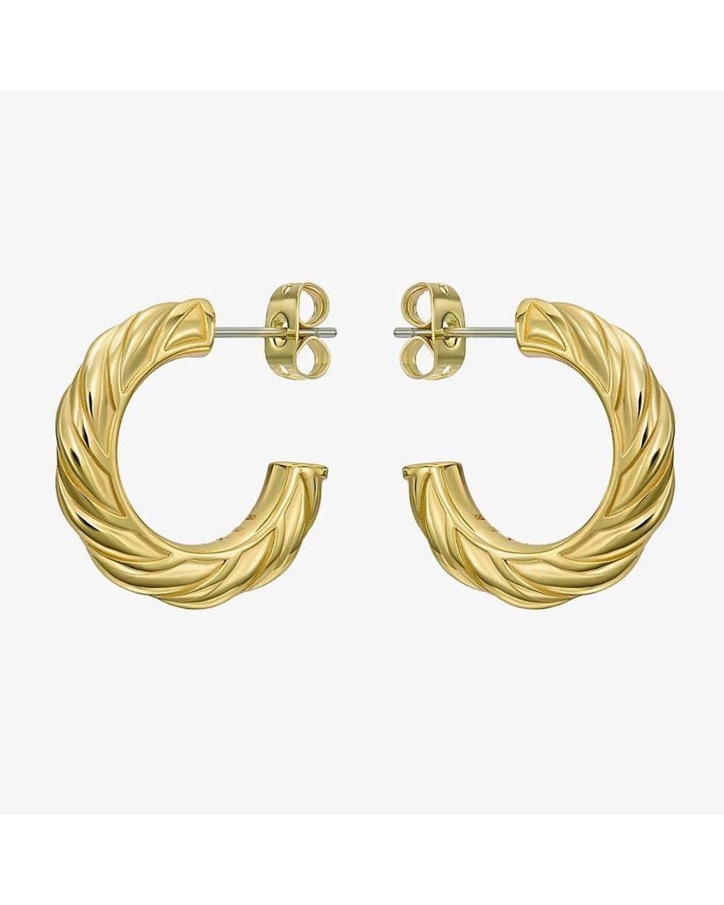 Ted Baker Metallic Melanie Tone Plated Twist Hoops Earrings Tbj4186-02-03