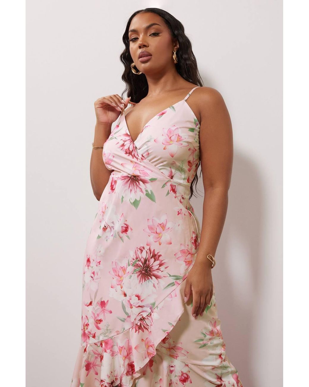 Yours Pink Ruffle Wrap Dress
