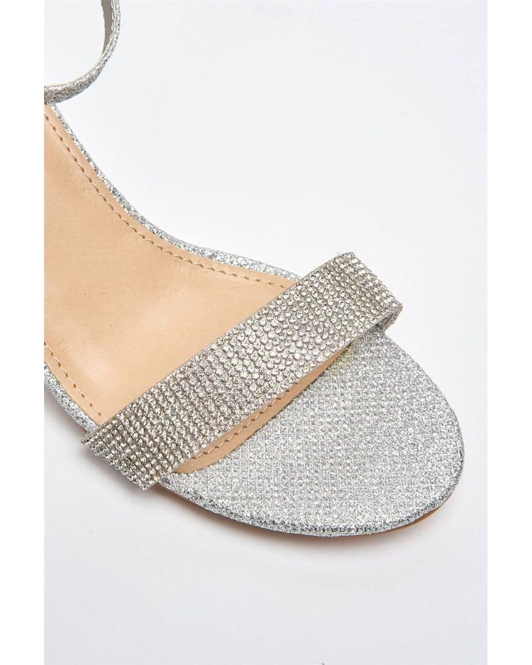 Miss Diva Metallic Asti Block Heel Ankle Strap Mesh Fabric Sandals
