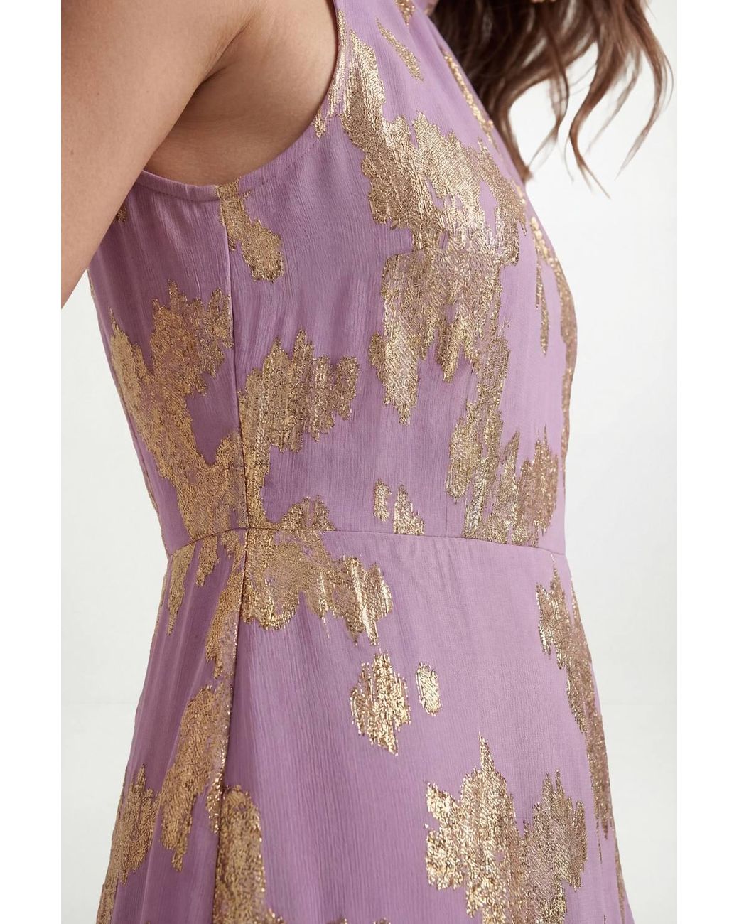 Wallis Pink Petite Metallic Ruffle Hem Maxi Dress