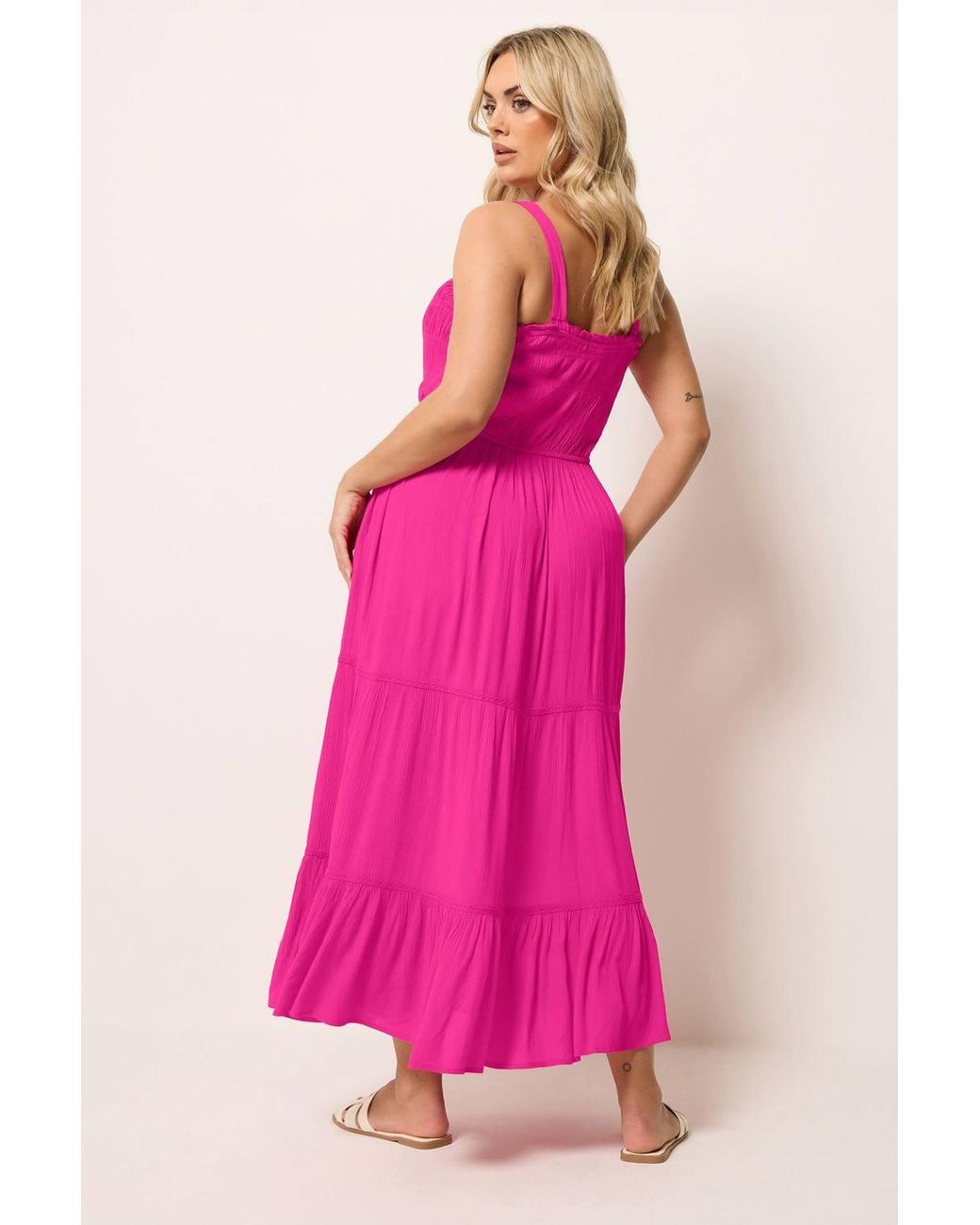 Yours Pink Shirred Placket Dress