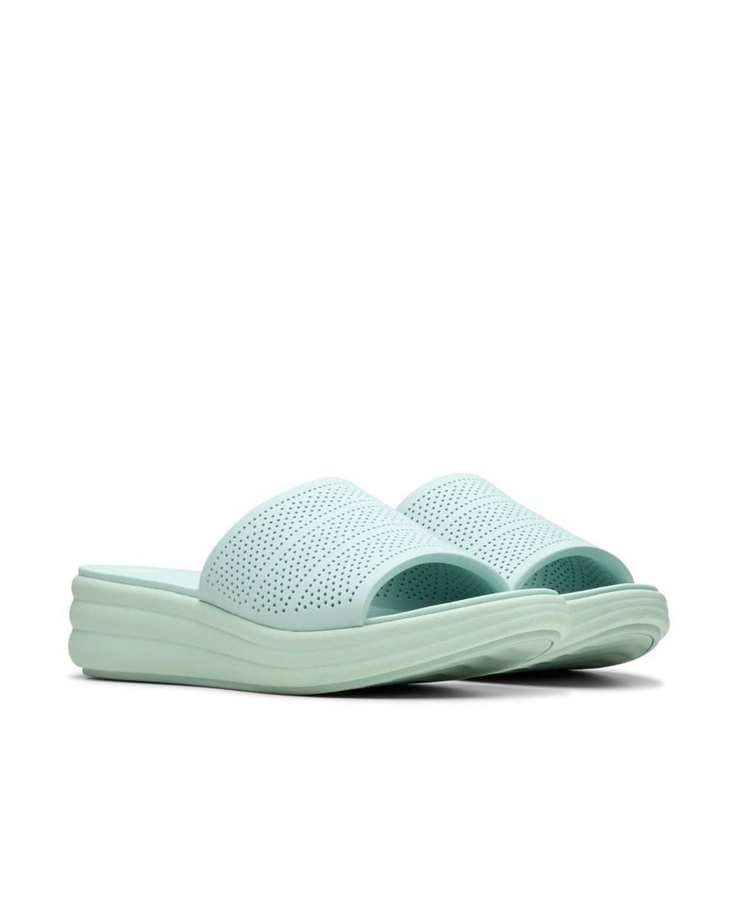 Clarks Green Drift Twist Mint Flat Sandals, Sliders