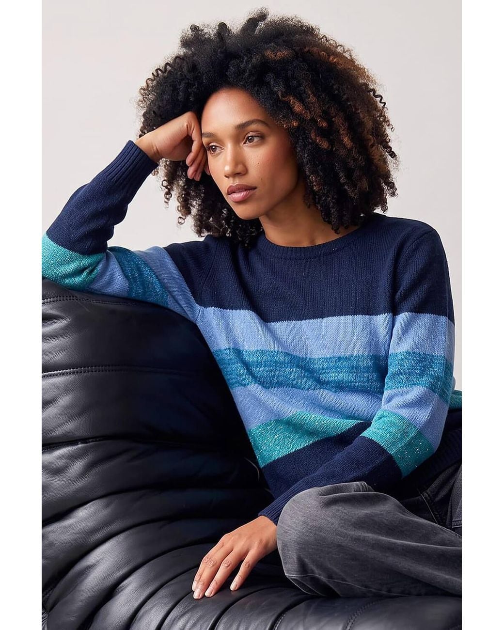 Roman Blue Sparkly Stripe Stretch Jumper