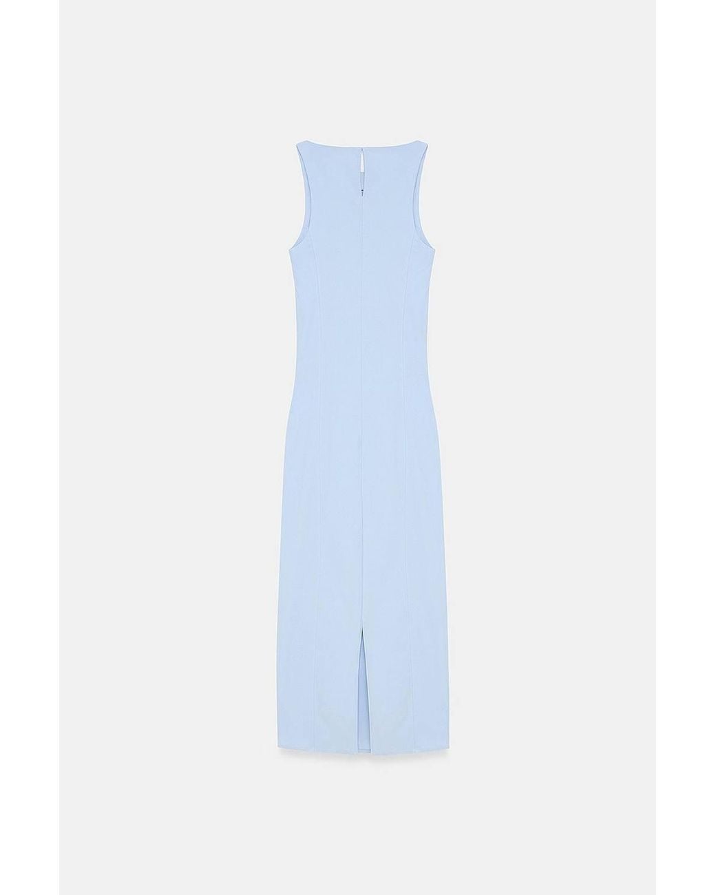 Dilvin Natural Sleeveless Midi Bodycon Dress W/ Slit