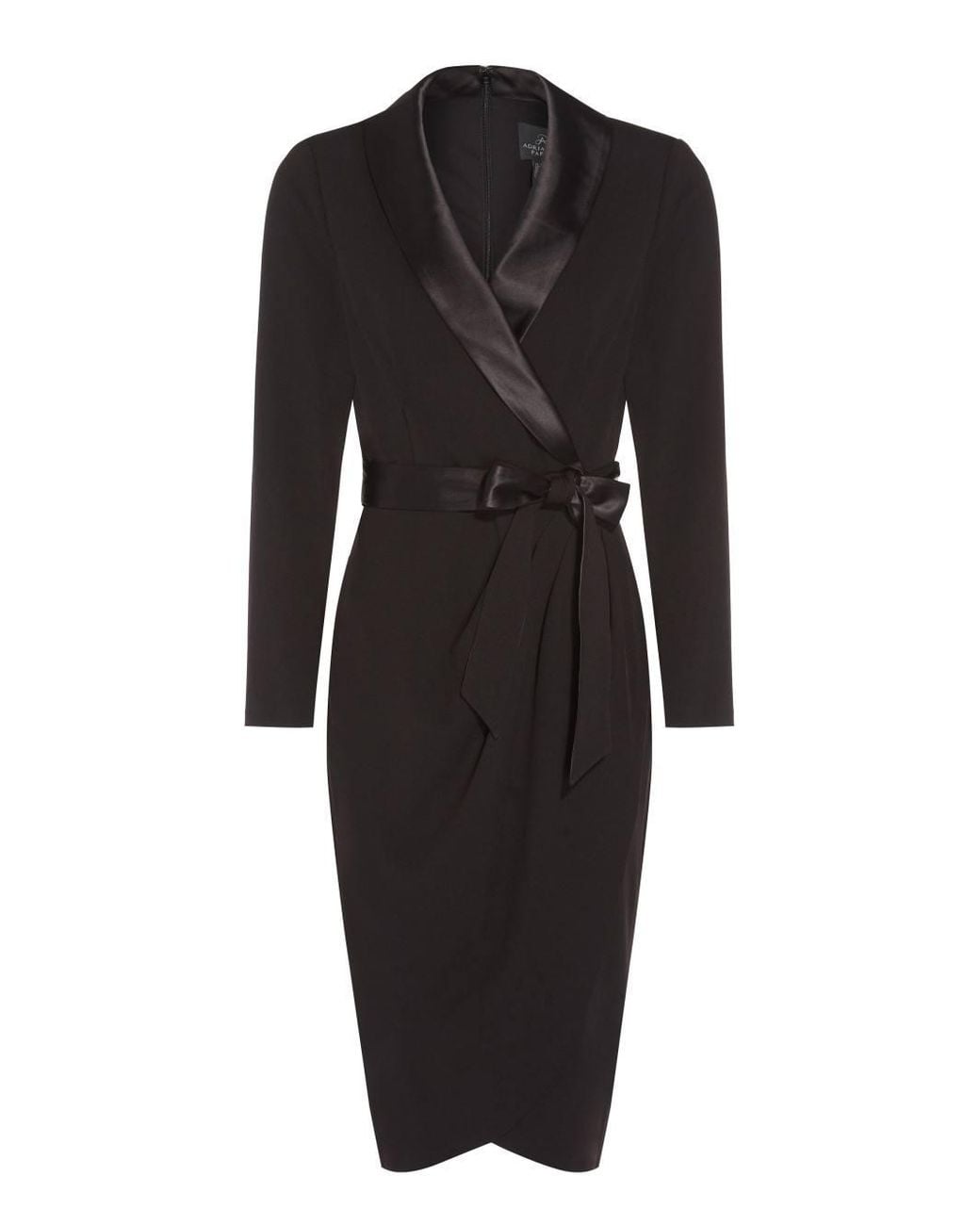 Adrianna Papell Black Knit Crepe Tuxedo Wrap Dress