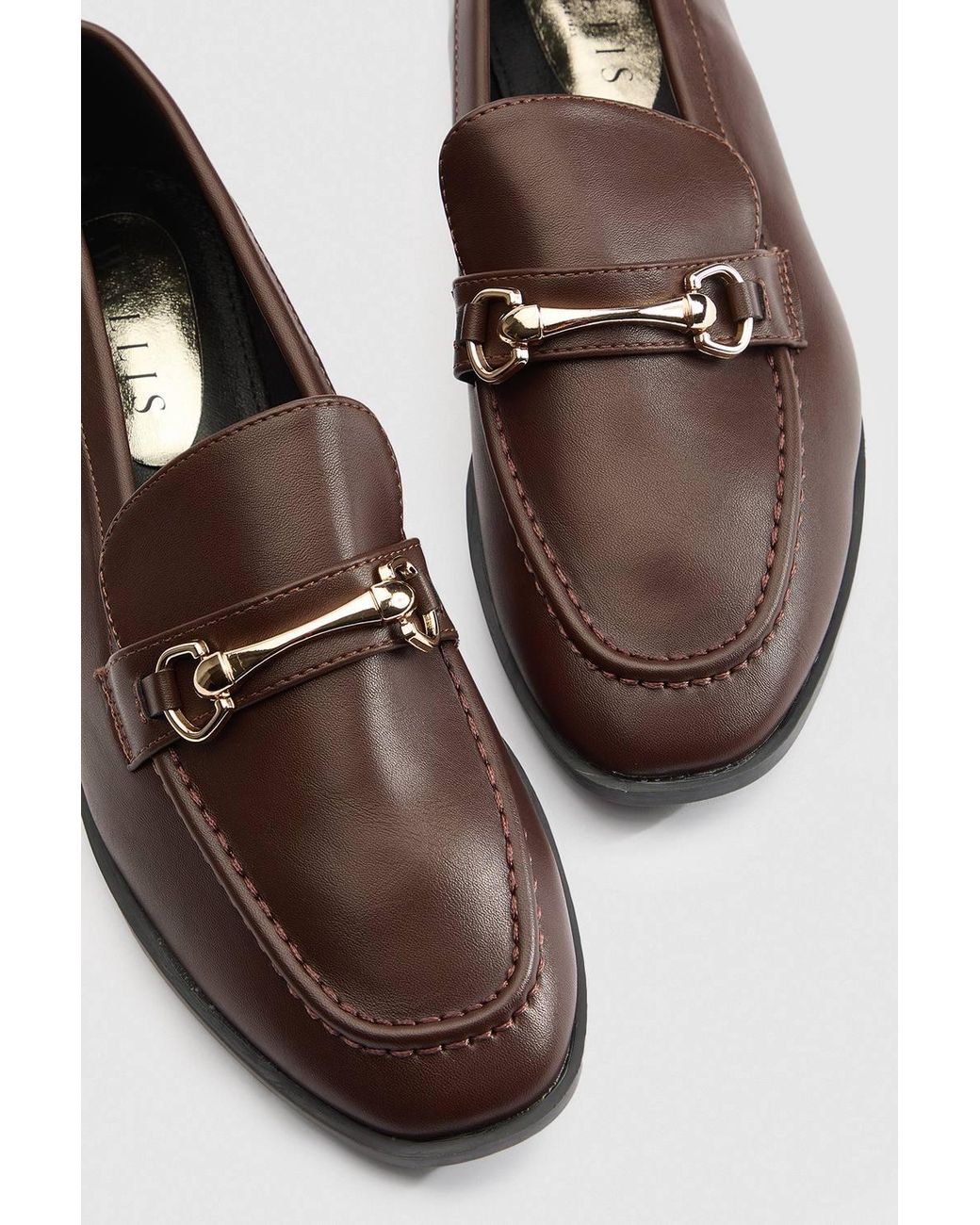 Wallis Black Jessie Faux Leather Metal Snaffle Loafers