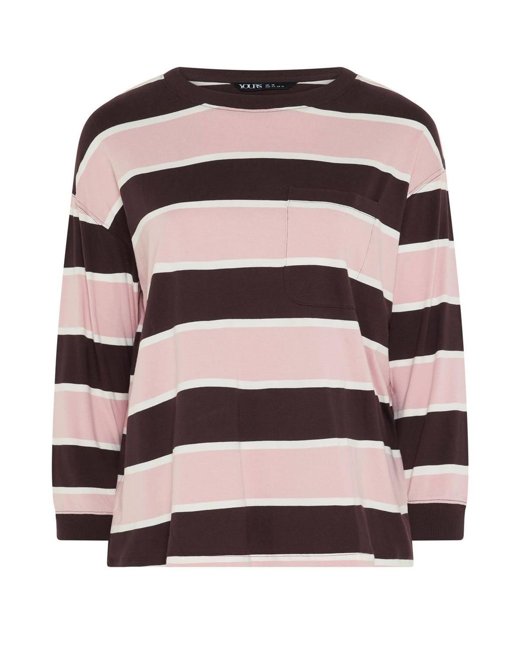Yours Pink Stripe Long Sleeve Pocket Top