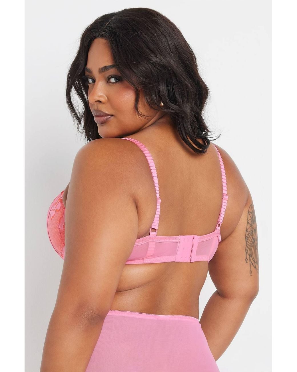 Yours Red Lace Padded Plunge Bra