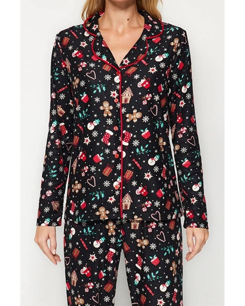 WOVCOR Blue 2-Piece Christmas Print Cotton Pyjama Set
