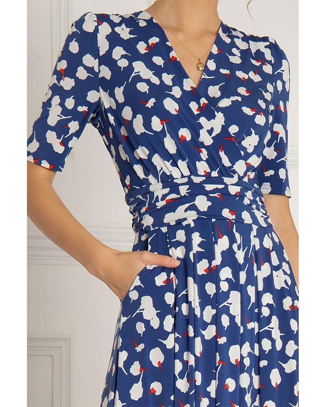 Jolie Moi Blue Kiera Wrap Front Maxi Dress