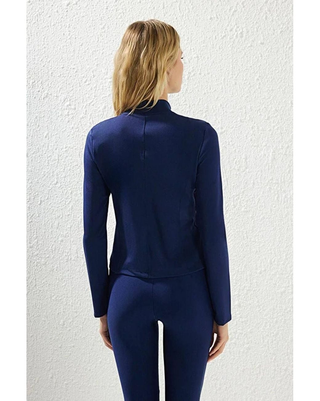 WOVCOR Blue Zip Up Stand Collar Fitted Sports Jacket W/ Contour Panels