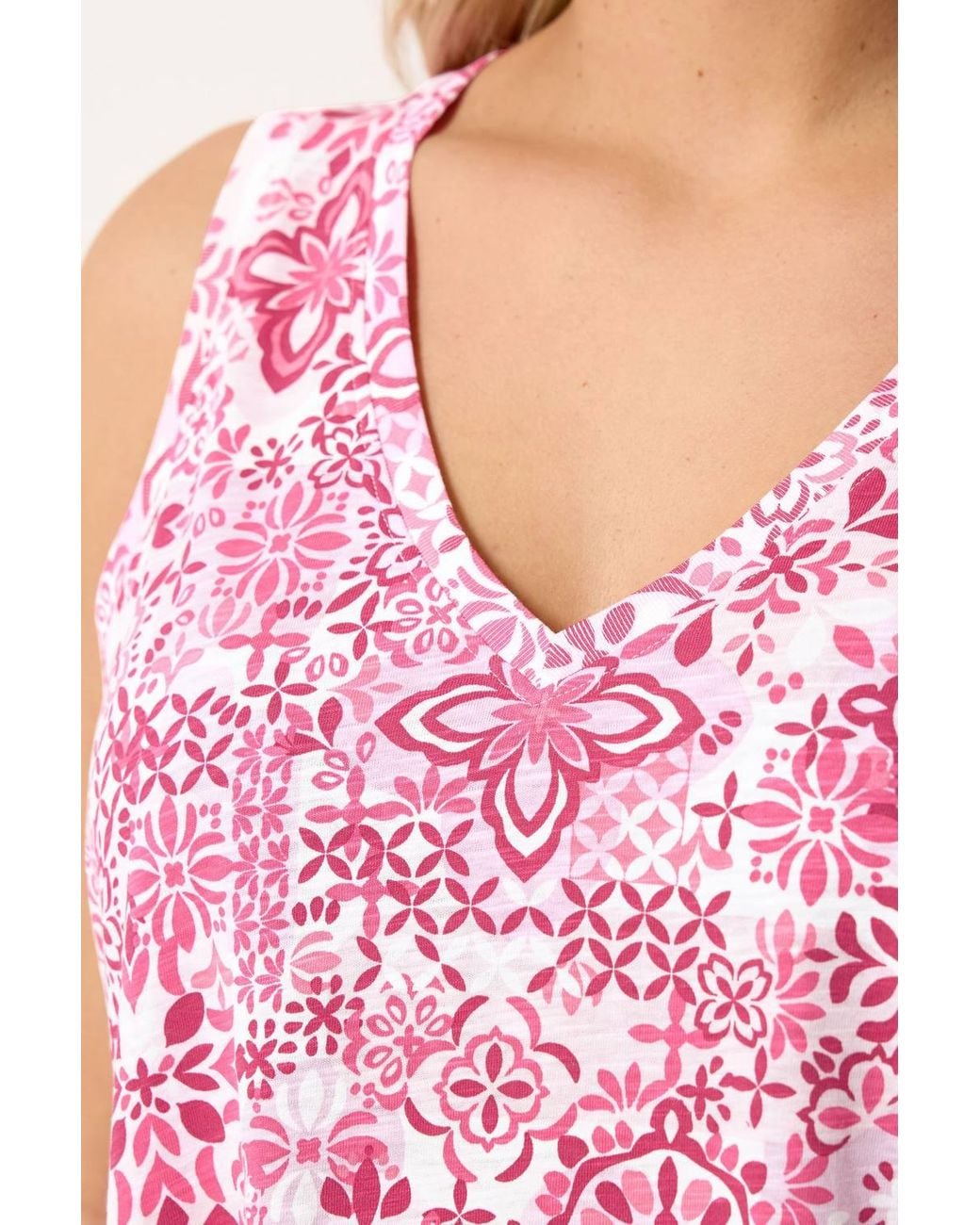 Yours Pink Tile Print Vest Top