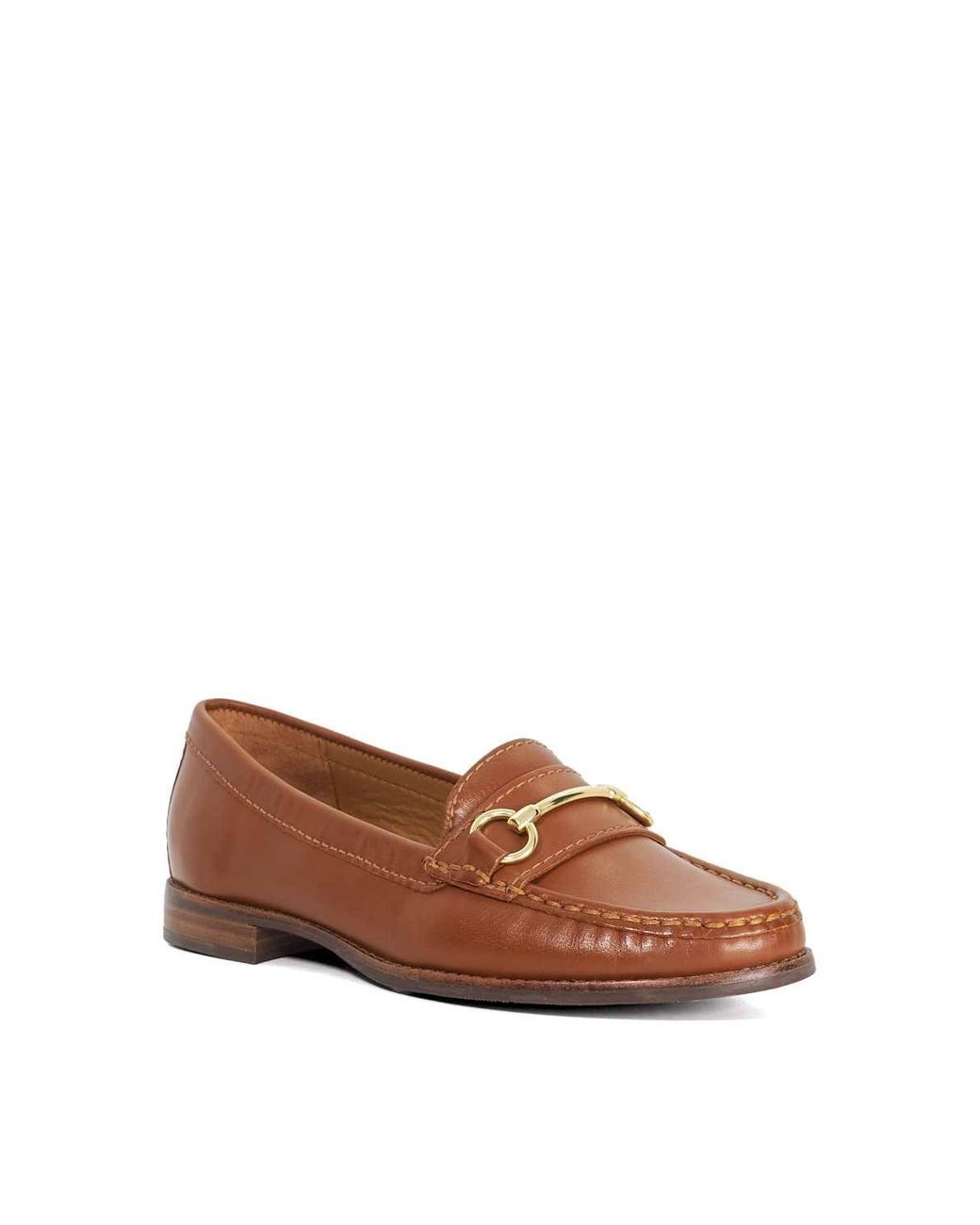 Dune Brown Wide Fit 'Glenny' Leather Loafers