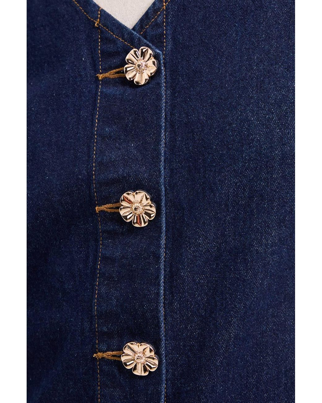 Dorothy Perkins Blue V Neck Button Through Denim Mini Dress