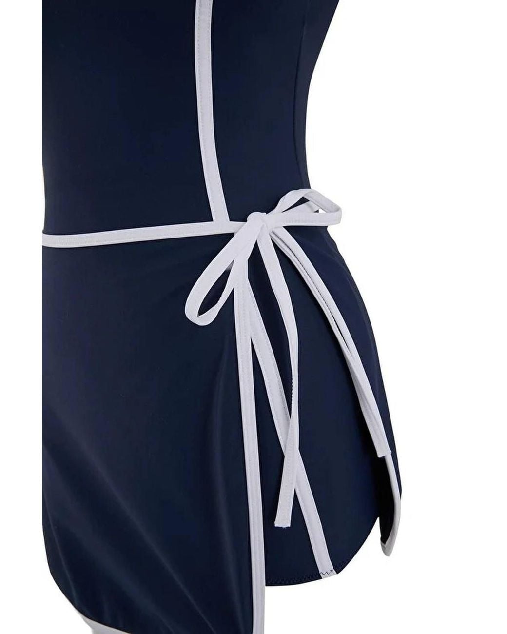 WOVCOR Blue Contrast Trim Tie Side Swim Dress W/ Built
