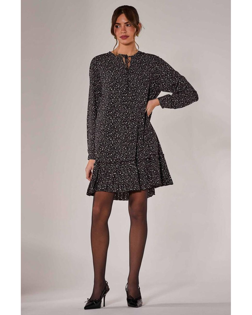 Jolie Moi Brown Long Sleeve Shirt Dress