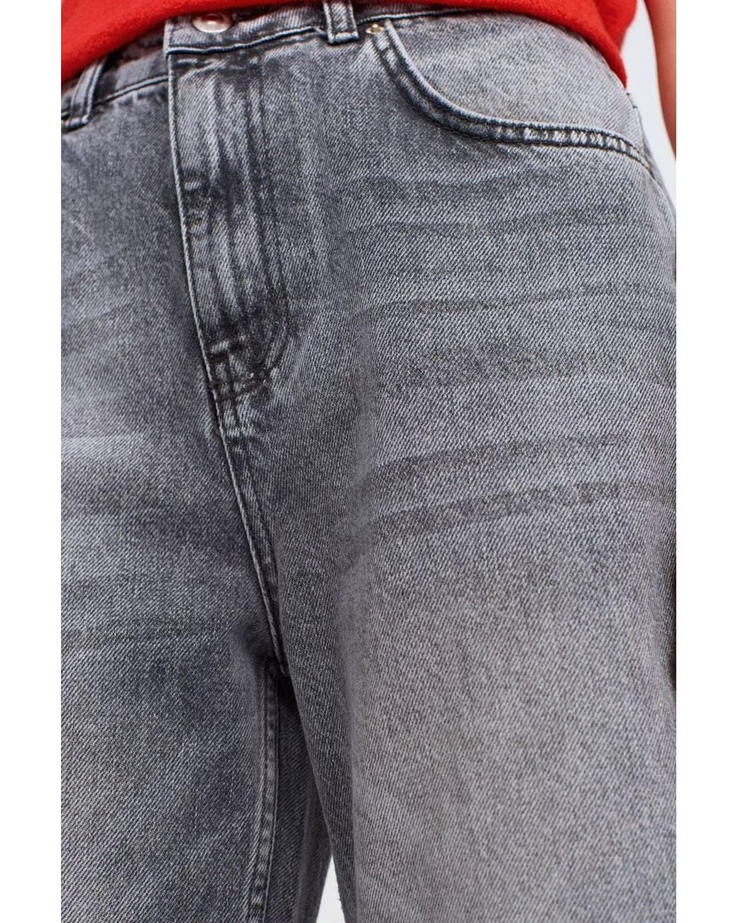 Dilvin Red High-Waist Straight-Leg Mom Jeans