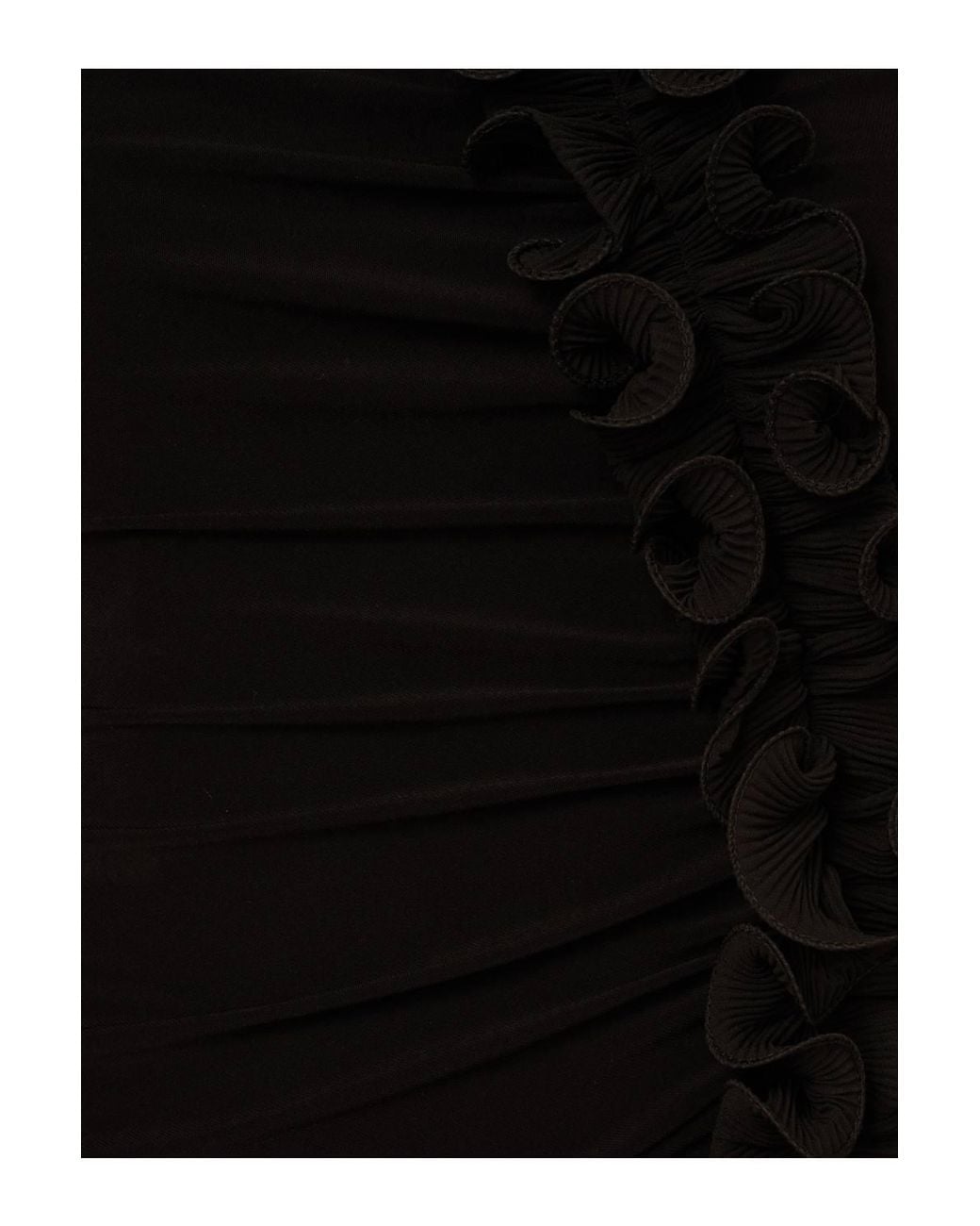 Adrianna Papell Black Jersey Ruffle Trim Gown Dress