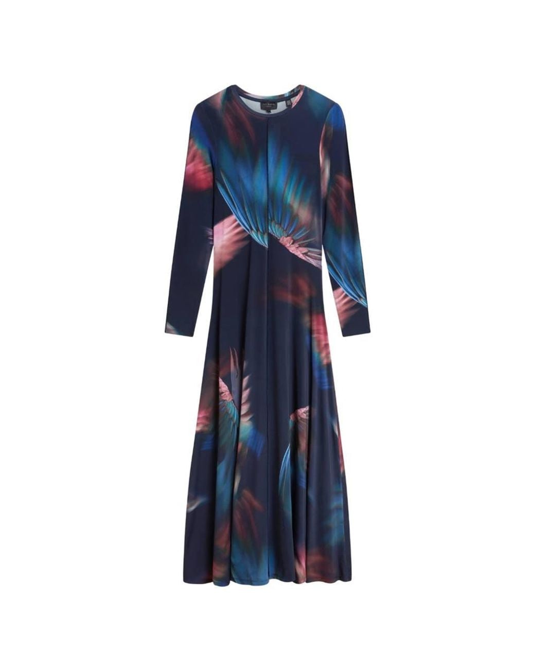 Ted Baker Blue Georii Long Sleeve Round Neck Regular Fit Midi Dress