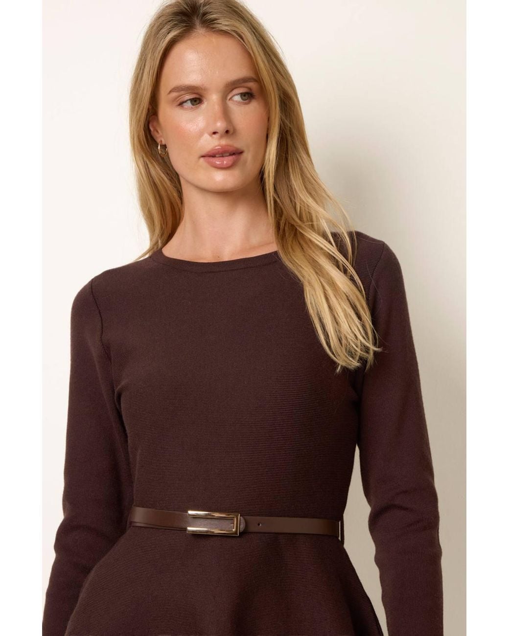 Blue Vanilla Brown Long Sleeve Round Neck Jumper