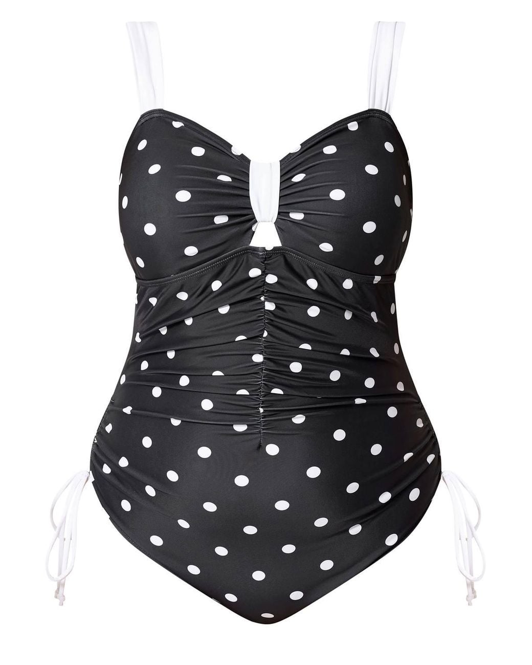 Yours Black Polka Dot Tummy Support Swimsuit