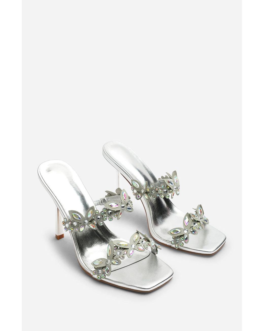 Where's That From Brown Dazira Cut Out Flower Trim Detail Heeled Mules