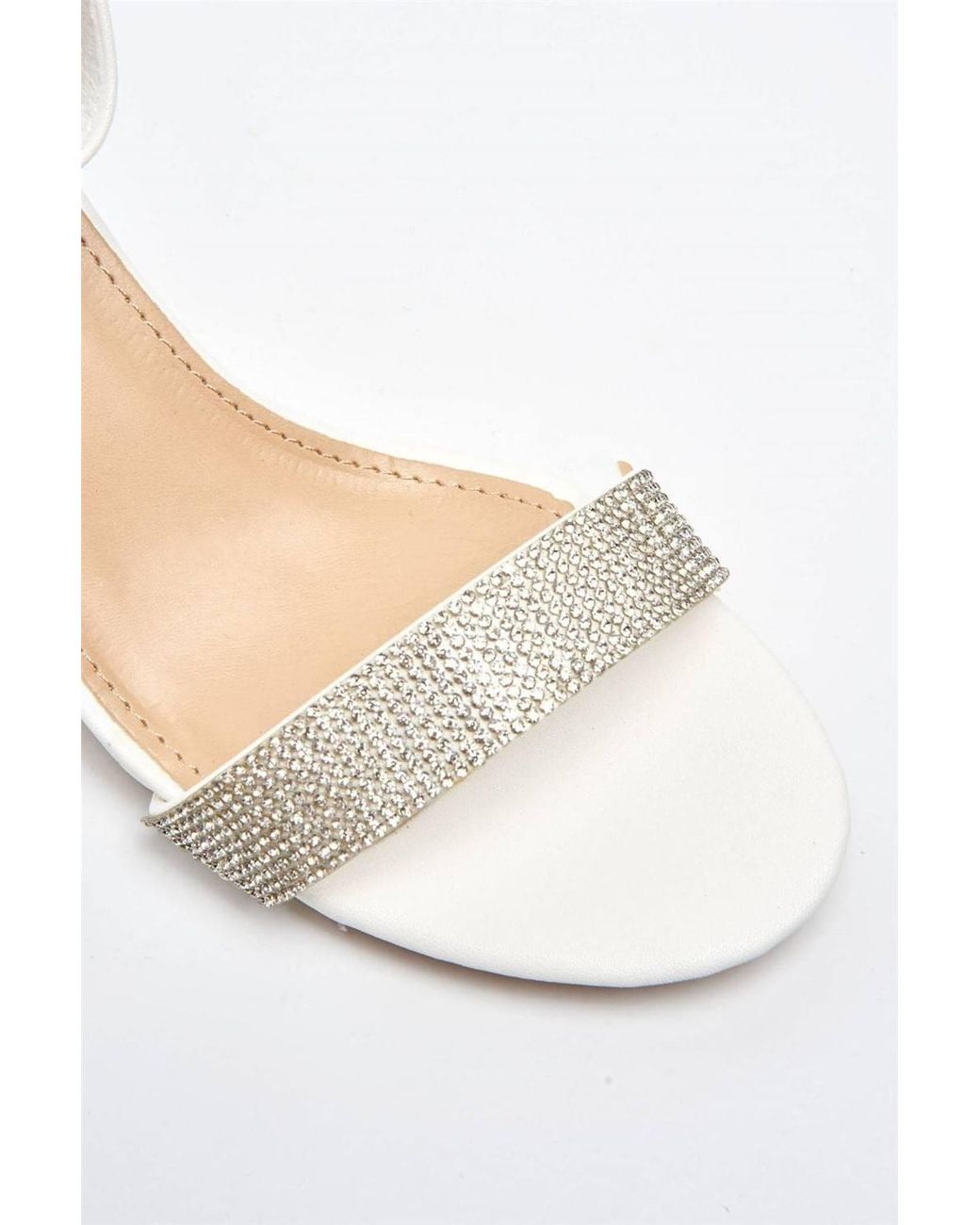 Miss Diva White Asti Block Heel Ankle Strap Pu Sandals
