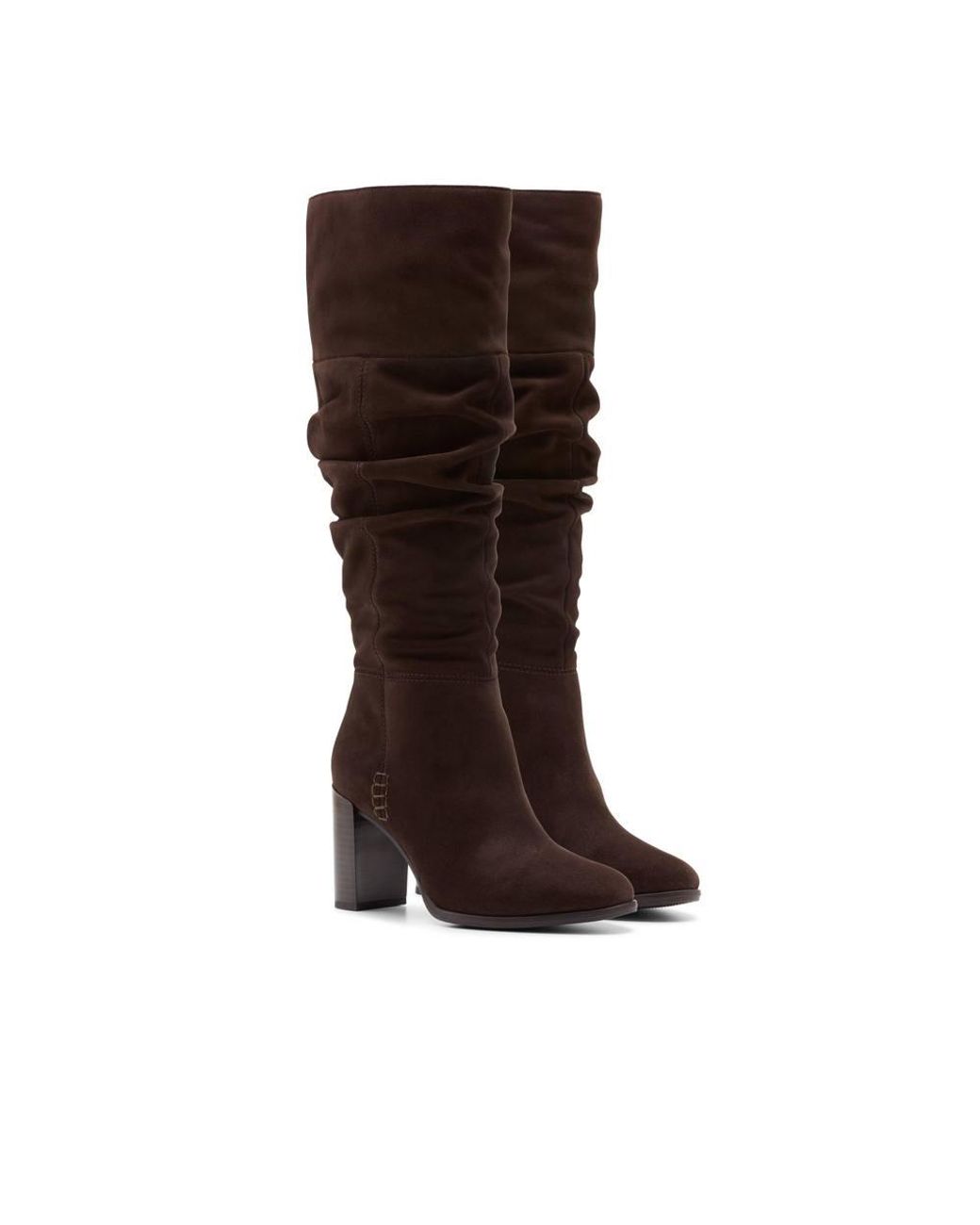 Clarks Brown Freva 85 Slouch Dark Suede Knee High Boots