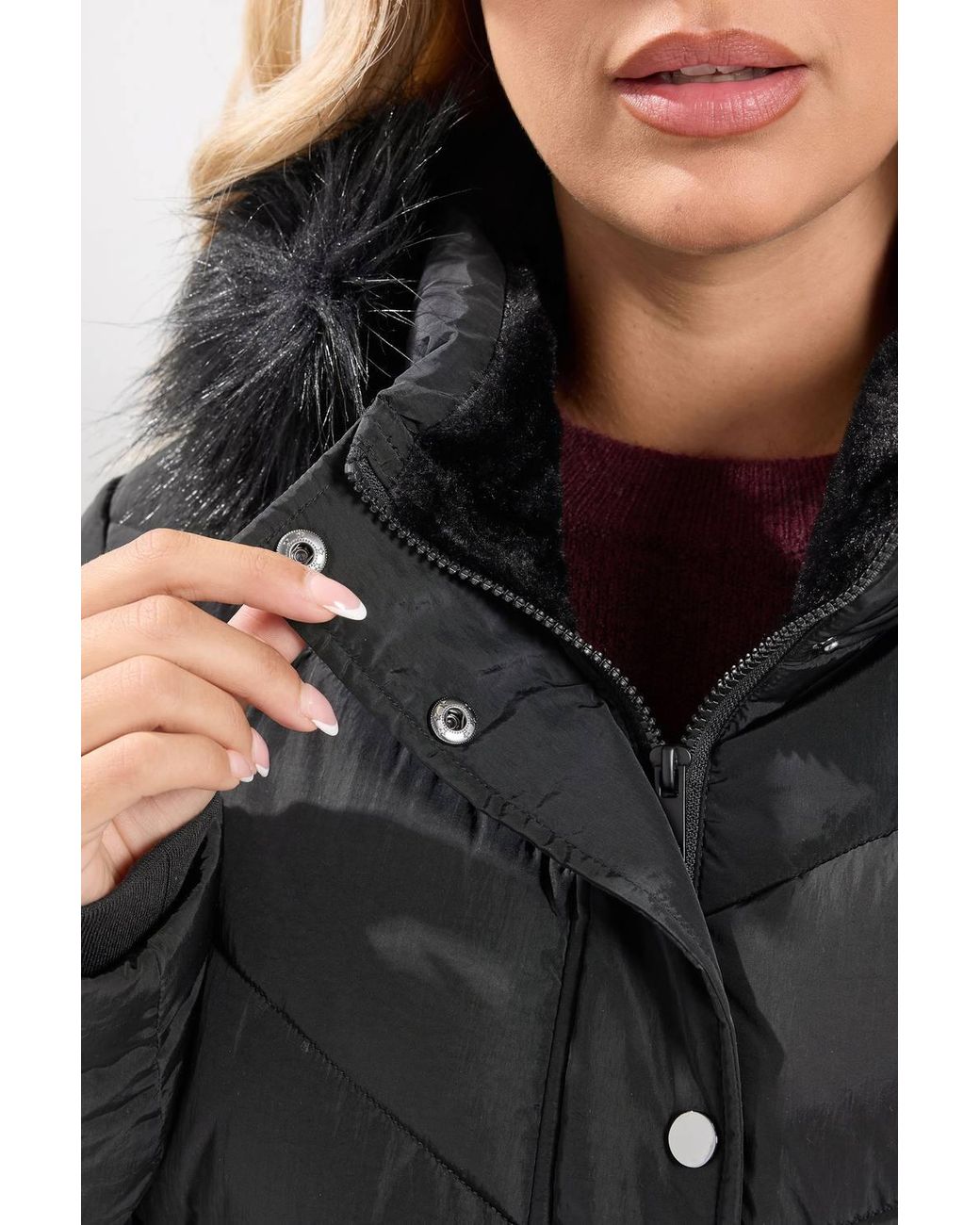 Yours Black Short Padded Coat