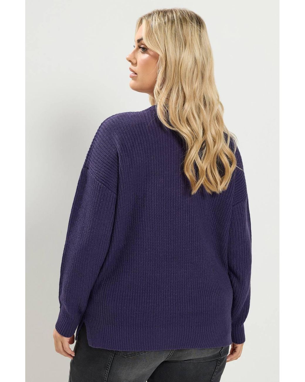 Yours Blue Crew Neck Knitted Jumper