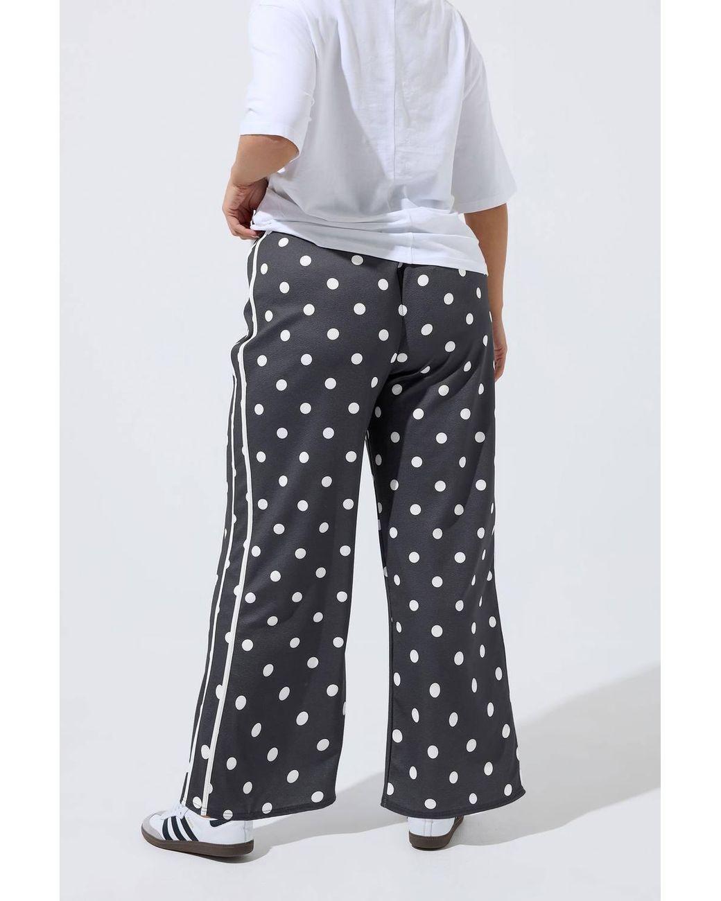 Yours Blue Polka Dot Side Stripe Trousers