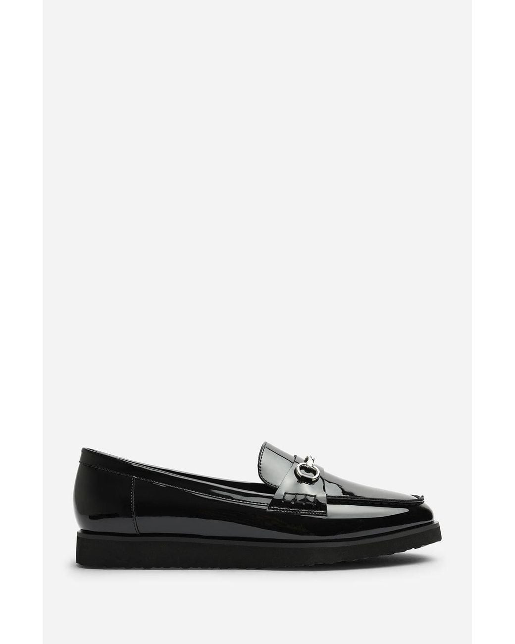Where's That From Black Brittany Wide Fit Girl's School Shoe Snaffle Detail Hardware Trim Loafers