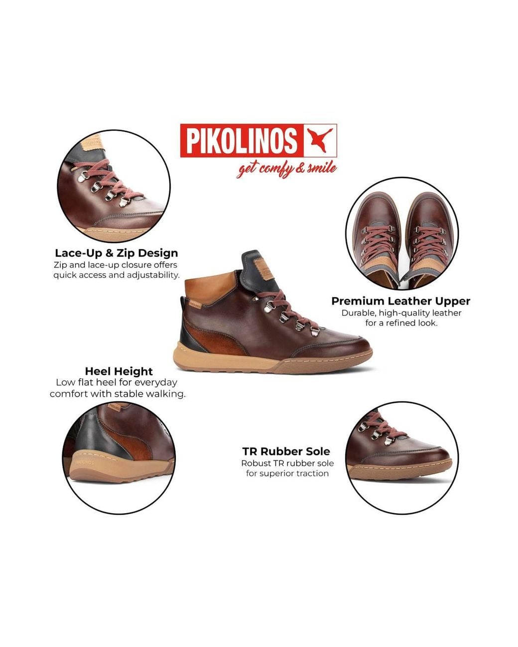 Infinity Leather Brown Leather Lace Up Sneakers Trainer Shoes