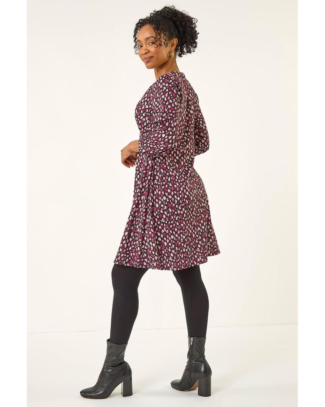Roman Purple Petite Spot Tie Front Dress