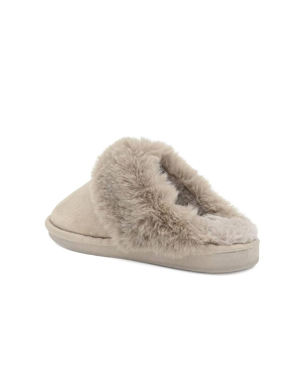 Pavers Natural Wide Fit Fur Slippers