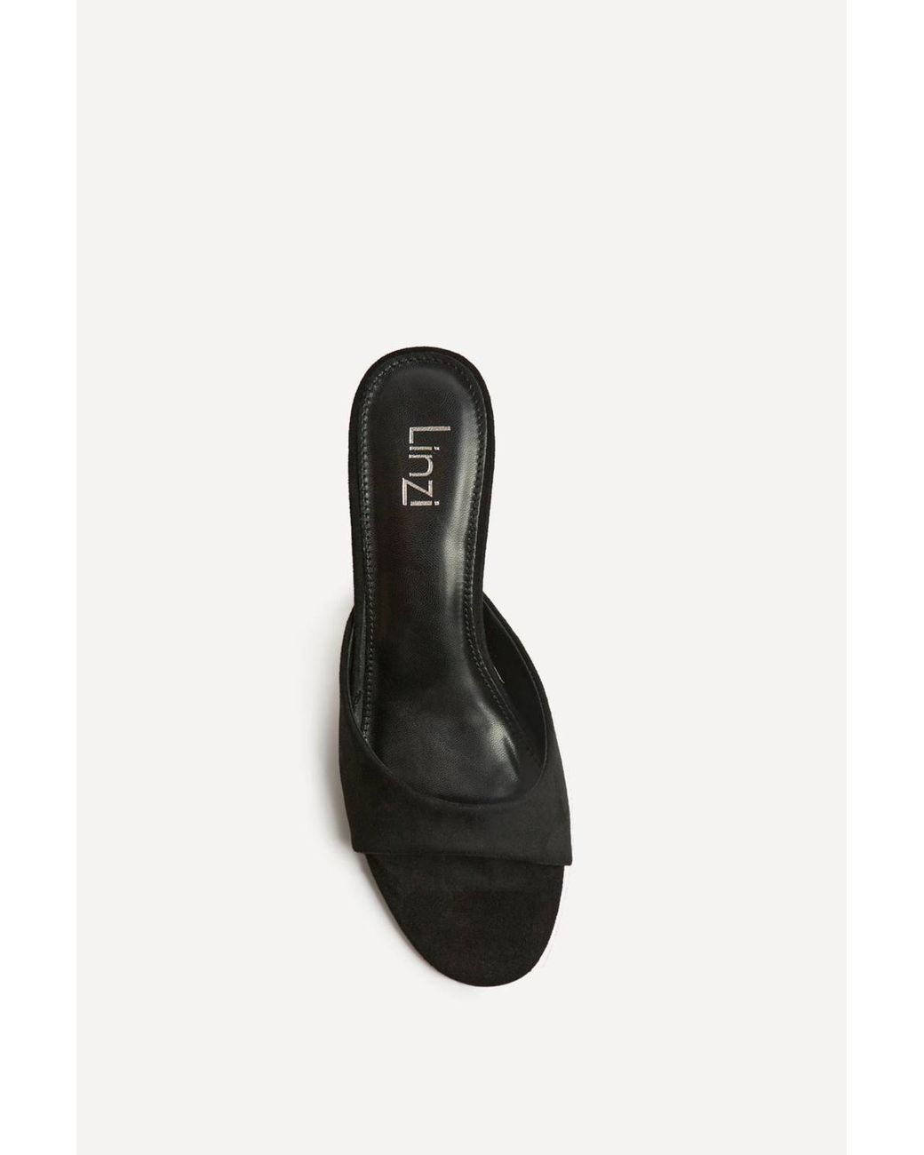 Linzi Black Erin Faux Suede Mule Heels
