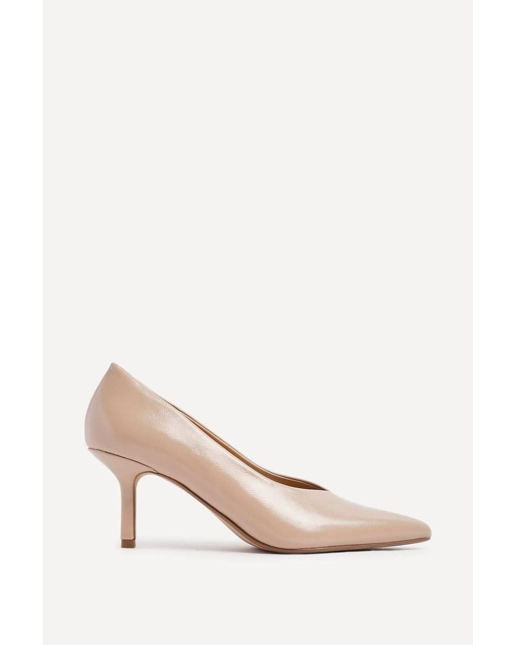 Linzi Natural Bellamy Faux Leather V-Cut Vamp Court Heels