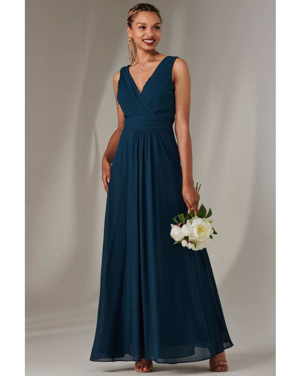 Jolie Moi Blue Cora Sleeveless Chiffon Maxi Dress