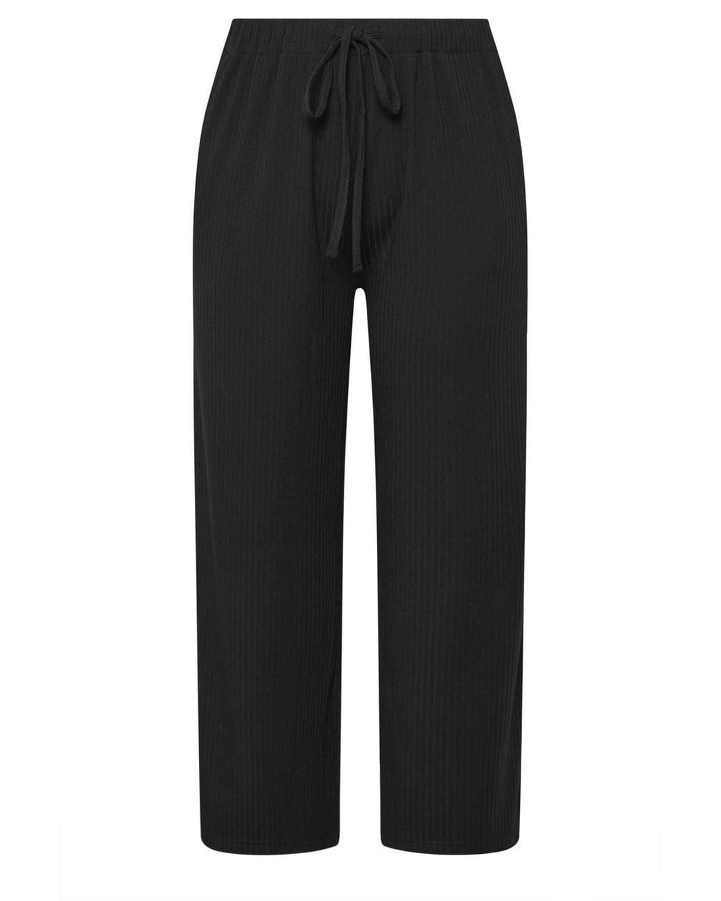 Yours Black Ribbed Wide Leg Trousers