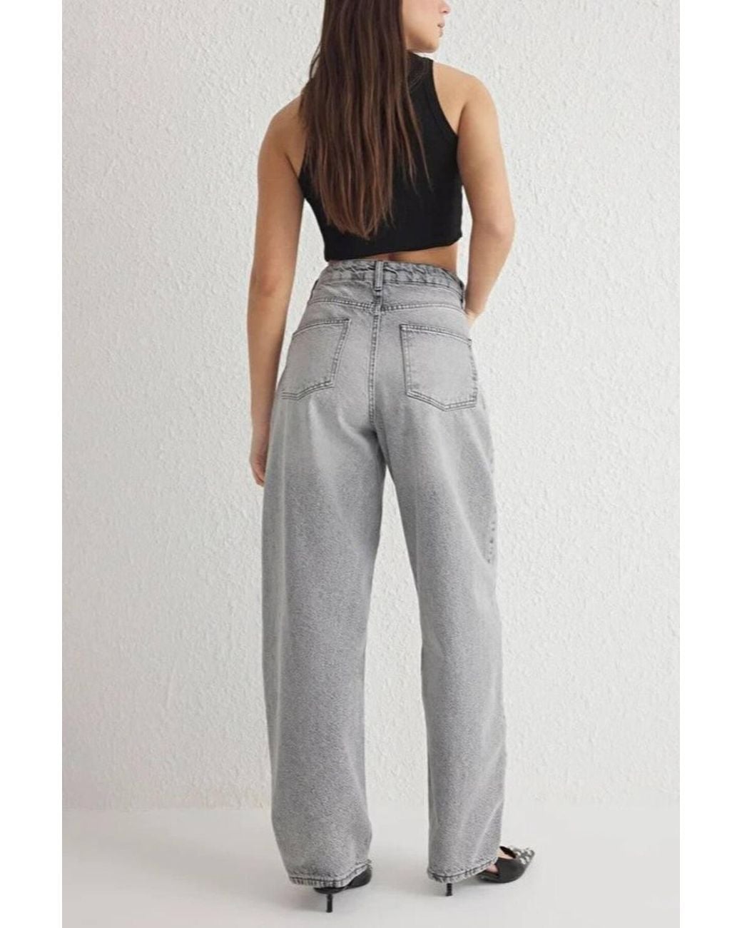 WOVCOR Gray Normal Waist Loose Baggy Jeans