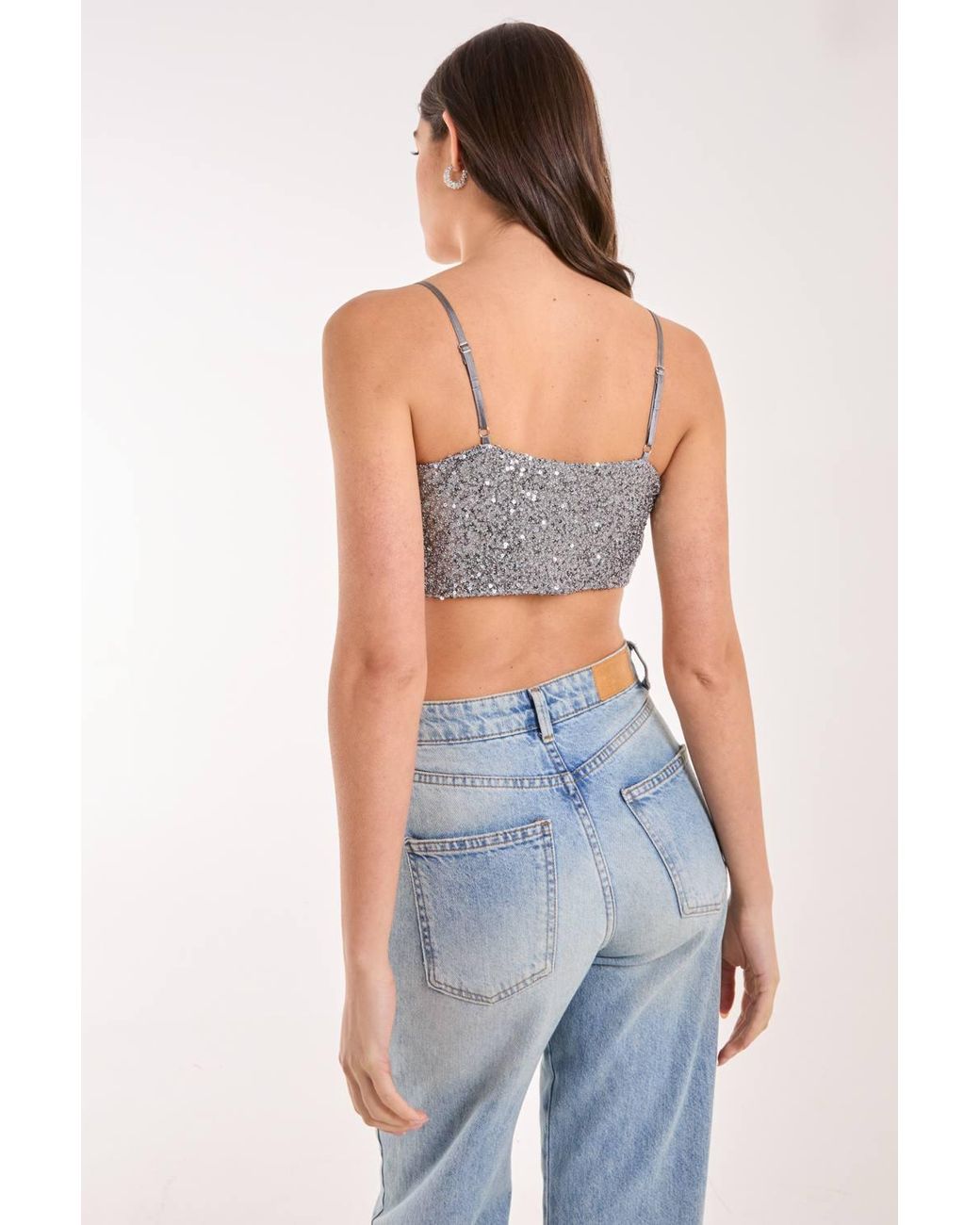 Pink Vanilla Gray Sequin Corset Top