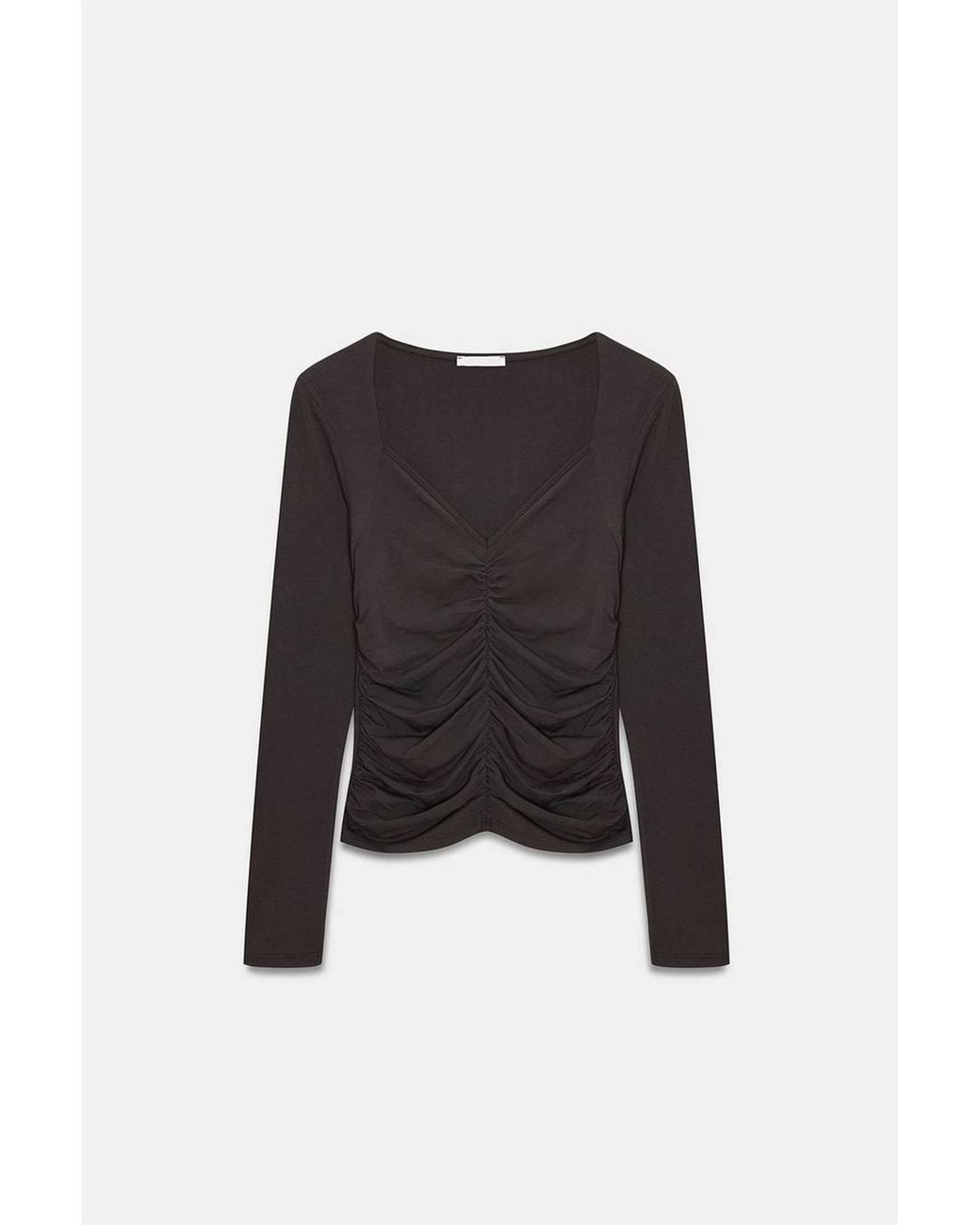 Dilvin Black Slim Fit V-Neck Jersey Blouse