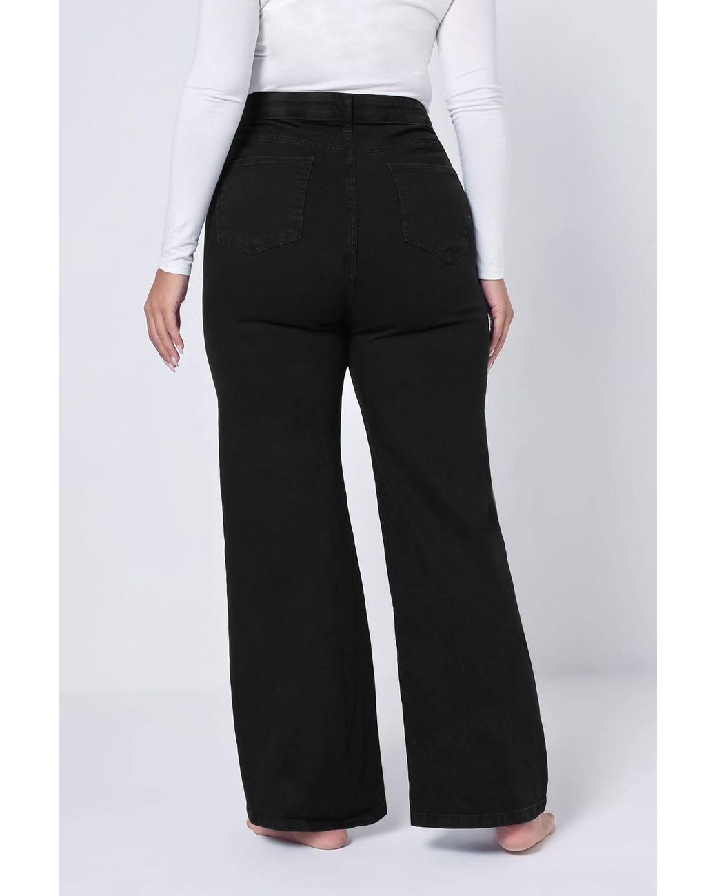 Yours Black Wide Leg Denim Jeans