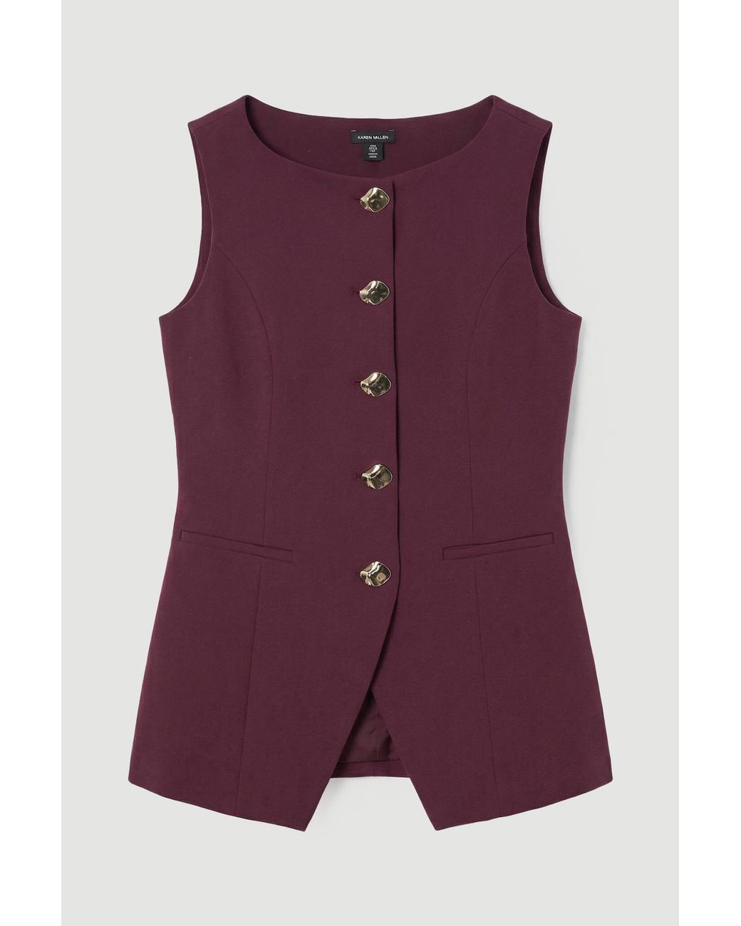 Karen Millen Red Compact Essential Button Detail Waistcoat