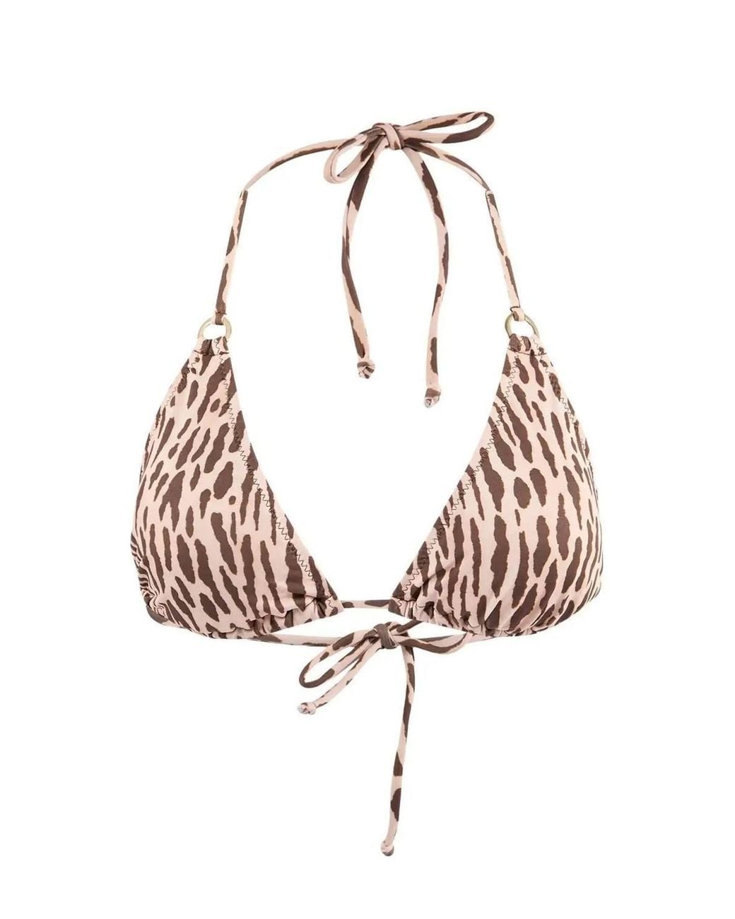 WOVCOR Multicolor Animal Print Triangle Bikini Top W/ Halterneck Tie Detail