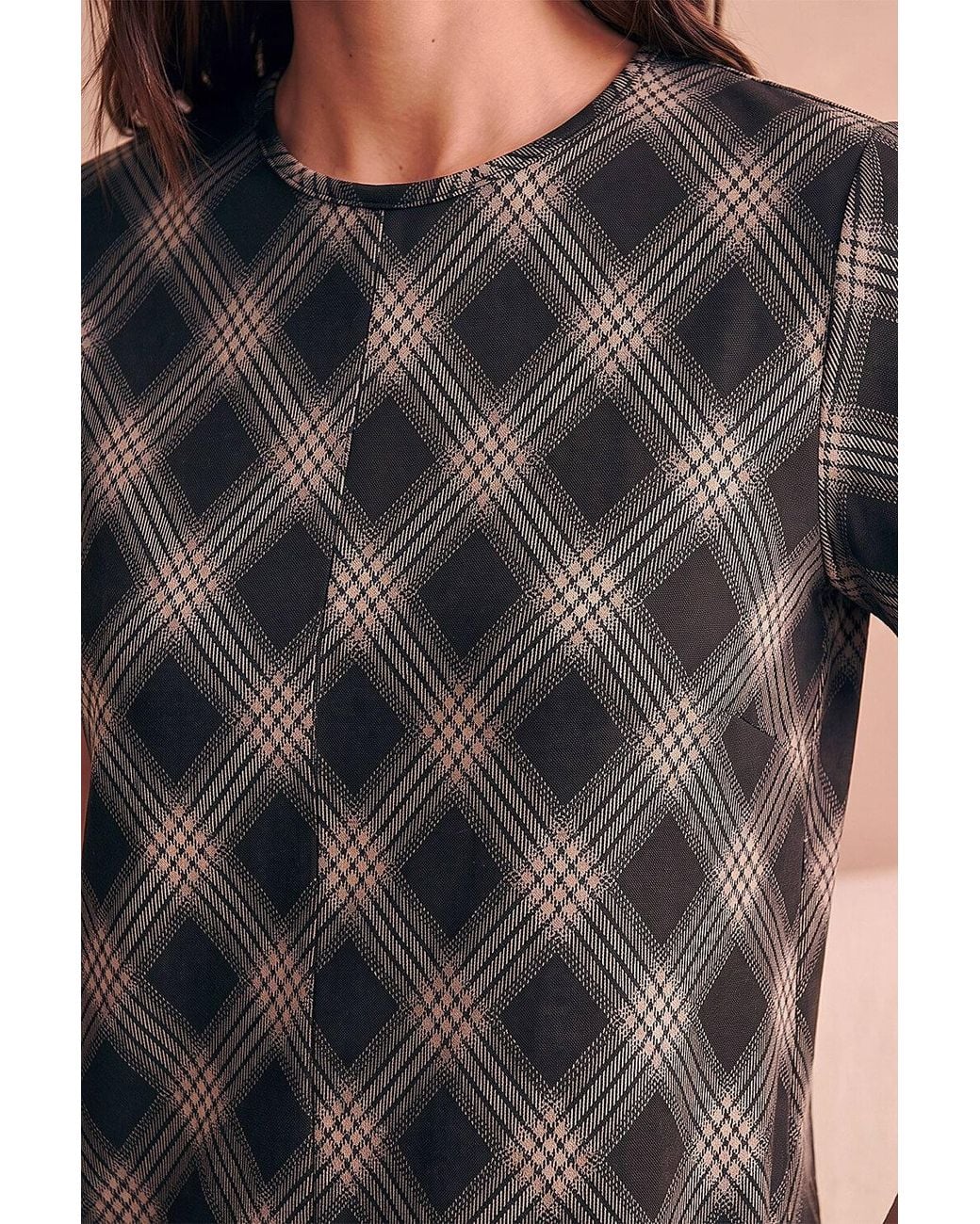 Roman Black Check Print T-Shirt Stretch Dress