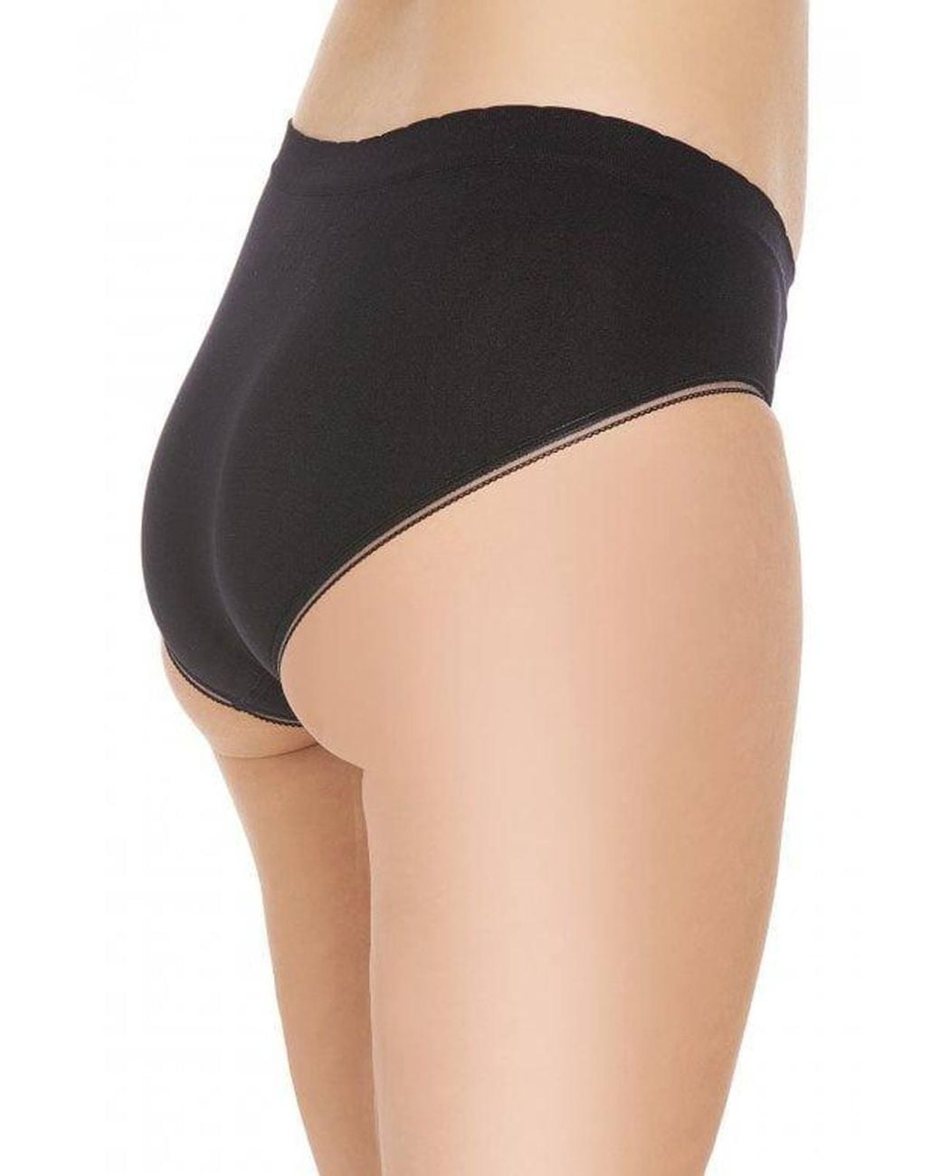 CAMILLE Black Three Pack Smooth Seamless High Leg Briefs