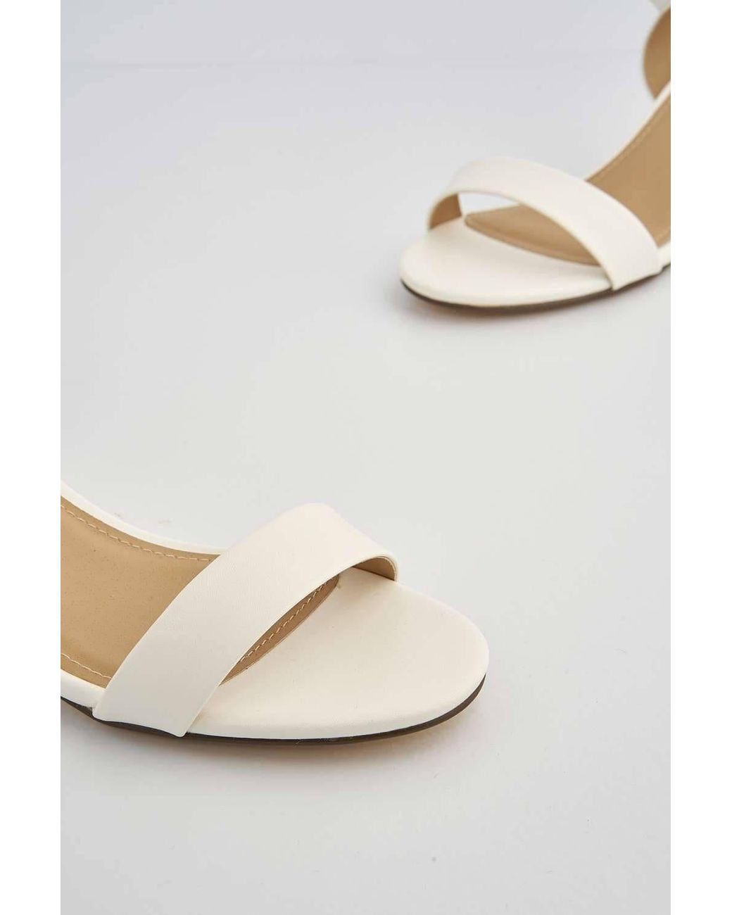Miss Diva White Flori Block Heel Anklestrap Pu Heeled Sandals